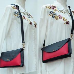 Geantă de umăr și crossbody din piele roșu și albastru închis Classica XS 004  - geantă și husă - genți de umăr și genți de mână - genți de umăr - Artynos.ro