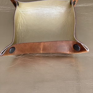 Cosuri handmade din piele naturala de lux, maro cu auriu - casă & stil de viață - accesorii pentru decorat casa - decorațiuni de masă și decorațiuni pentru rafturi  - cutii decor, cutii de suveniruri - Artynos.ro