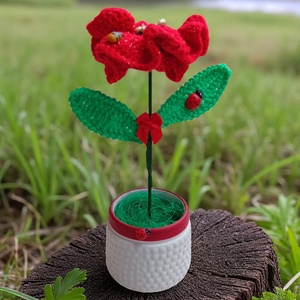 Floare croșetată cu suflet  un strop de artă și lumină în casa ta - casă & stil de viață - accesorii pentru decorat casa - suport de flori - vaze - Artynos.ro