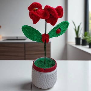 Floare croșetată cu suflet  un strop de artă și lumină în casa ta - casă & stil de viață - accesorii pentru decorat casa - suport de flori - vaze - Artynos.ro