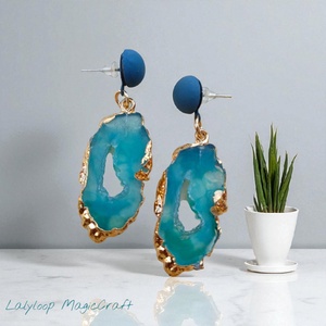 Cercei handmade din rasina � model Laguna Albastra, Bijuterii, Cercei, Cercei cu buline, Confectionarea bijuteriilor, ARTYNOS