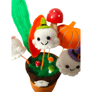 Ghiveciul Fermecat cu Fantomite - Decoratiune crosetata de Halloween - casă & stil de viață - accesorii pentru decorat casa - halloween - tot ce ai nevoie pentru petrecere! - ornamente de halloween - Artynos.ro
