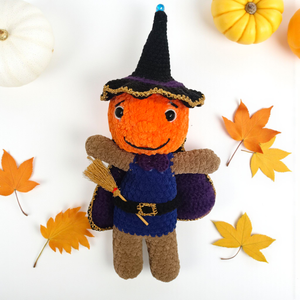 Vrajitorul Dovlecel - Jucarie crosetata handmade pentru copii de  Halloween - Artynos.ro