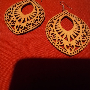 Cercei lemn cu perforatii, Bijuterii, Cercei, Cercei din lemn, , ARTYNOS