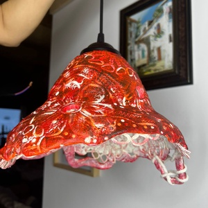 Lampa rosie dantelata, Casa & Stil de viata, Lampi si corpuri de iluminat, Lampa de ambianta, Ceramica, ARTYNOS