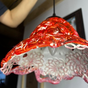 Lampa roșie dantelata - casă & stil de viață - lămpi și corpuri de iluminat - lampă de ambianță - Artynos.ro