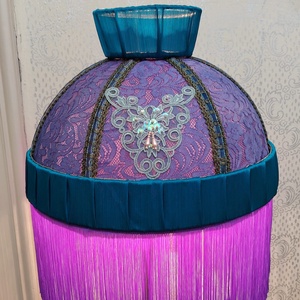 Handmade purple/turquoise lampshade for a floor lamp or pendant light, Casa & Stil de viata, Lampi si corpuri de iluminat, Lampa de ambianta, Cusatura, ARTYNOS