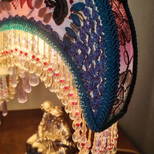 Vintage romantic table lamp with a hand-sewn crescent-shaped moon lampshade - casă & stil de viață - lămpi și corpuri de iluminat - lampă de ambianță - Artynos.ro