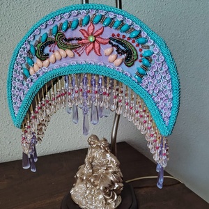 Vintage romantic table lamp with a hand-sewn crescent-shaped moon lampshade - casă & stil de viață - lămpi și corpuri de iluminat - lampă de ambianță - Artynos.ro