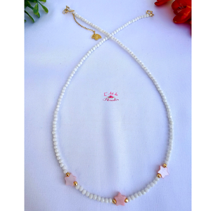Colier elegant coral cu steluțe roz - bijuterii - coliere - coliere din pietre semiprețioase - Artynos.ro