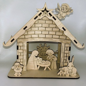 Iesle din lemn - crăciun - decorațiuni de crăciun de casă - căsuțe decorative de crăciun - Artynos.ro