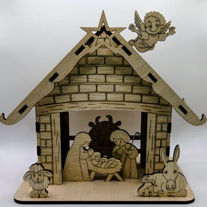 Iesle din lemn - crăciun - decorațiuni de crăciun de casă - căsuțe decorative de crăciun - Artynos.ro