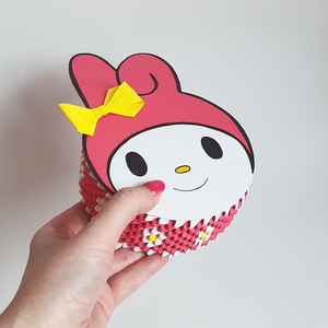 Cutie 3D origami iepuraș My Melody Sanrio - casă & stil de viață - accesorii pentru decorat casa - decorațiuni de masă și decorațiuni pentru rafturi  - cutii decor, cutii de suveniruri - Artynos.ro