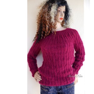LONCI - pulover exclusiv tricotat manual din mohair / violet - îmbrăcăminte și modă - haine damă - hanorace, cardigane - Artynos.ro