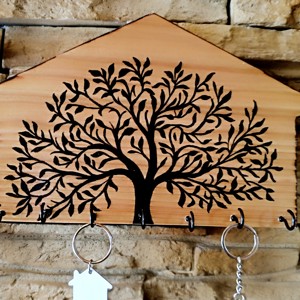 Breloc de perete din lemn decorat cu copacul vieții - casă & stil de viață - accesorii pentru decorat casa - decorațiuni de pereți, decorațiuni suspendate - suport pentru chei - Artynos.ro