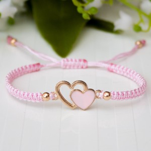 Bratara macramé impletita - Hearts roz deschis, , , ARTYNOS