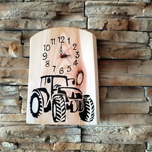 Ceas de perete cu tractor din lemn, , , ARTYNOS