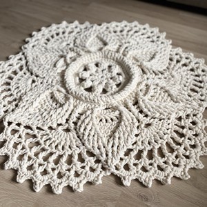 Covor crosetat Floare d90 - ecru, , , ARTYNOS