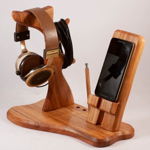Suport pentru casti si telefon mobil, organizator desktop, , Prelucrarea lemnului, ARTYNOS