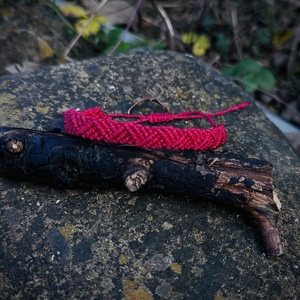 Bratara rosie impletita, ajustabila, lucrata manual, Bijuterii, Bratari, Bratari impletite, Impletitura, Innoda, ARTYNOS
