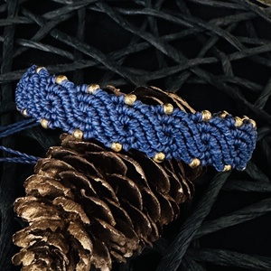 Bratara albastra impletita, ajustabila, lucrata manual, Bijuterii, Bratari, Bratari impletite, Impletitura, Innoda, ARTYNOS
