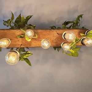 Lustra din Lemn cu 11 Becuri, Stil Vintage Retro, cu Spatiu pentru Plante, 80x15 cm  - casă & stil de viață - lămpi și corpuri de iluminat - candelabru - Artynos.ro
