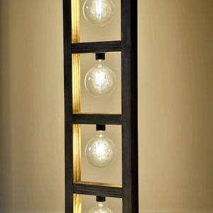 Lampa de Podea din Lemn Handmade Retro Rustic, 145x30x30 cm, cu 5 Becur Edison  Design Unic - casă & stil de viață - lămpi și corpuri de iluminat - lămpi de podea - Artynos.ro