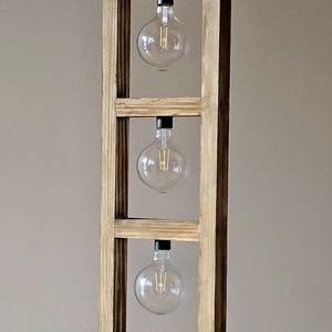 Lampa de Podea din Lemn Handmade Retro Rustic, 145x30x30 cm, cu 5 Becur Edison  Design Unic - casă & stil de viață - lămpi și corpuri de iluminat - lămpi de podea - Artynos.ro