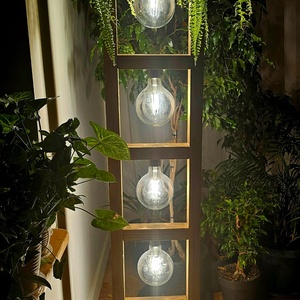 Lampa de Podea din Lemn Handmade Retro Rustic, 145x30x30 cm, cu 5 Becur Edison  Design Unic - casă & stil de viață - lămpi și corpuri de iluminat - lămpi de podea - Artynos.ro