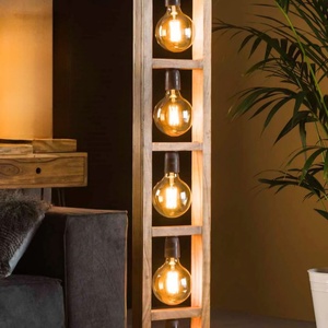 Lampa de Podea din Lemn Handmade Retro Rustic, 145x30x30 cm, cu 5 Becur Edison  Design Unic, Casa & Stil de viata, Lampi si corpuri de iluminat, Lampi de podea, Prelucrarea lemnului, ARTYNOS