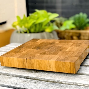 Tocator premium de bucatarie din lemn de stejar, end-grain, 26 X 22 X 3.5 cm - Artynos.ro