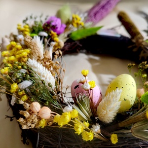 Coronita din nuieluse de lemn si flori naturale uscate - casă & stil de viață - accesorii pentru decorat casa - suport de flori - coronițe decor - Artynos.ro