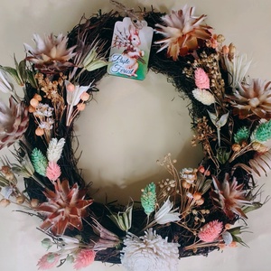 Coronita din nuieluse de lemn si flori naturale uscate - casă & stil de viață - accesorii pentru decorat casa - suport de flori - coronițe decor - Artynos.ro