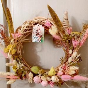 Coronita din nuieluse de lemn si flori naturale uscate - casă & stil de viață - accesorii pentru decorat casa - suport de flori - coronițe decor - Artynos.ro