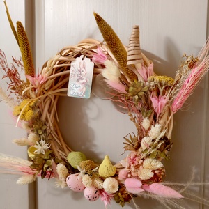 Coronita din nuieluse de lemn si flori naturale uscate - casă & stil de viață - accesorii pentru decorat casa - suport de flori - coronițe decor - Artynos.ro