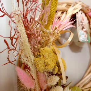 Coronita din nuieluse de lemn si flori naturale uscate - casă & stil de viață - accesorii pentru decorat casa - suport de flori - coronițe decor - Artynos.ro