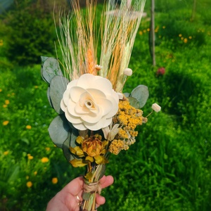Buchetel nemuritor de primavara, din flori naturale uscate in nuante pastel - casă & stil de viață - accesorii pentru decorat casa - suport de flori - buchete de flori - Artynos.ro
