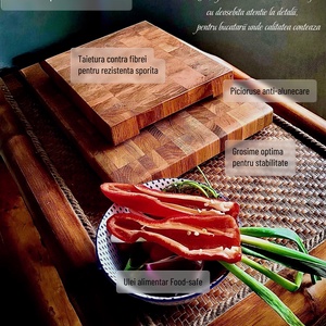 Tocator premium de bucatarie End-Grain din lemn masiv de stejar, anti-alunecare, anti-bacterian, 39 X 29 X 3.5 cm - casă & stil de viață - echipamente de bucătărie - accesorii de gătit - tocătoare - Artynos.ro