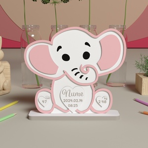 Decoratiune personalizata pentru camera copilului - Elefantel pe MDF pictat manual, Casa & Stil de viata, Echipament pentru camera copiilor, Decoratiuni pentru camera copilului, Prelucrarea lemnului, ARTYNOS