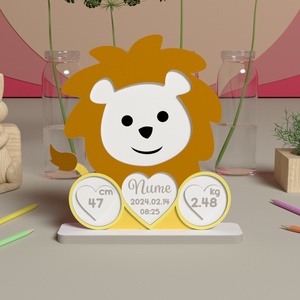 Decor pentru camera copilului - Leu personalizat din MDF pictat manual, Casa & Stil de viata, Echipament pentru camera copiilor, Decoratiuni pentru camera copilului, Prelucrarea lemnului, ARTYNOS
