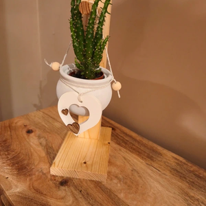 Ghiveci suspendat cu suport din lemn, shabby-chic - casă & stil de viață - decorațiuni de casă - accesorii florale - ghiveci de plante - Artynos.ro