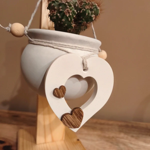 Ghiveci suspendat cu suport din lemn, shabby-chic - casă & stil de viață - decorațiuni de casă - accesorii florale - ghiveci de plante - Artynos.ro