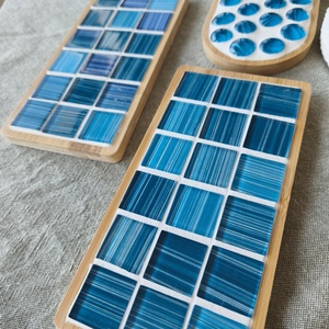 Set coasters pentru doua pahare/suport ibric fierbinte, Accessorii si unelte, Accesorii decorative, Mozaic, Ceramica, Mozaic, ARTYNOS