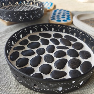 Tava decor bucatarie alb-negru, pietre/mozaic, Casa & Stil de viata, Echipamente de bucatarie, Accesorii de depozitare , Recipient de condimente, Mozaic, ARTYNOS