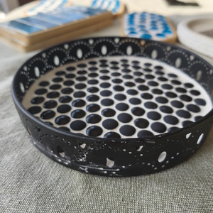 Tava decor bucatarie alb-negru, pietre/mozaic - casă & stil de viață - echipamente de bucătărie - accesorii de depozitare  - recipient de condimente - Artynos.ro