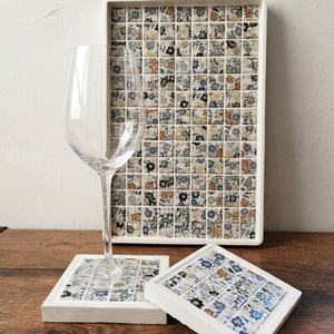 Set tava de mozaic ceramic si 2 coasters pentru pahare, Casa & Stil de viata, Echipamente de bucatarie, Accesorii de servire, Tavite, Ceramica, Set tava de mozaic ceramic si 2 coasters pentru pahare, YTava 30x20 cm, coasters 9x9 cm, set de 3 b..., ARTYNOS