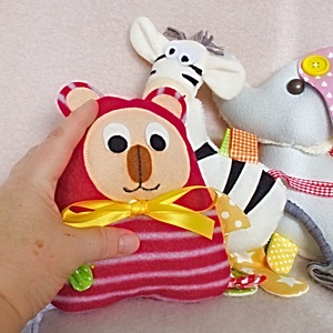 Set de 3 jucarii pufoase  pentru bebe,cadou pentru botez, jucarie pentru carucior. - jucării și echipamente pentru copii - plușuri - elefant de pluș - Artynos.ro