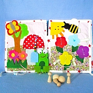 Carte textila interactiva pentru copii mai mari de 2 ani,jocuri de inspiratie Montessori ,stimularea creativitatii. - Artynos.ro