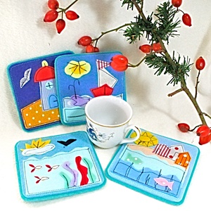 Set cadou de Craciun ,suporturi din fetru pentru pahare , decoratiune pentru masa ,cadou pentru familie. - accesorii de crăciun - decorațiuni de crăciun de casă - decorațiuni pentru casă de crăciun - Artynos.ro