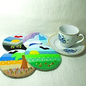 Set de suporturi pentru pahare ,suporturi din fetru ,set de 4 bucati , cadou pentru casa noua . - casă & stil de viață - accesorii pentru decorat casa - decorațiuni de masă și decorațiuni pentru rafturi  - decorațiuni de masă - Artynos.ro